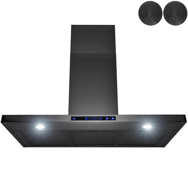 30 in. 217 CFM Convertible Black Painted Stainless Steel Wall Mount Range  Hood with LED and Carbon Filters