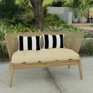 18 in. L x 12 in. W x 4 in. T Outdoor Lumbar Throw Pillow in Cabana Black (2-Pack)