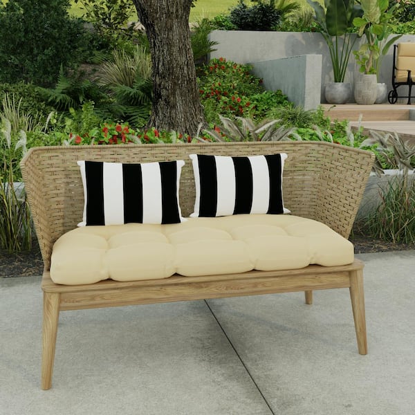 Jordan Manufacturing 18 in. L x 12 in. W x 4 in. T Outdoor Lumbar Throw Pillow in Cabana Black (2-Pack)