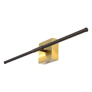 Makena 28 in. Dimmable Integrated LED Modern Metal Wall Sconce, Oil Rubbed Bronze/Brass Gold