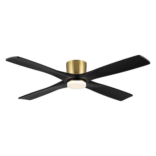 WINGBO 60 in. LED Indoor Black Flush Mount DC Ceiling Fan with Lights