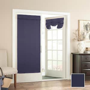 Tricia Midnight Solid Polyester 26 in. W x 68 in. L Room Darkening Single Rod Pocket Curtain Panel