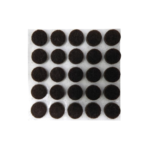 SoftTouch 3/8 Round Self-Stick Felt Pads, Brown (84 Pack)