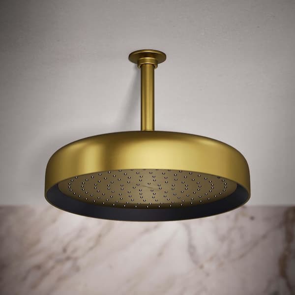 Statement 1-Spray Patterns with 1.75 GPM 10 in. Wall Mount Fixed Shower Head in Vibrant Brushed Moderne Brass