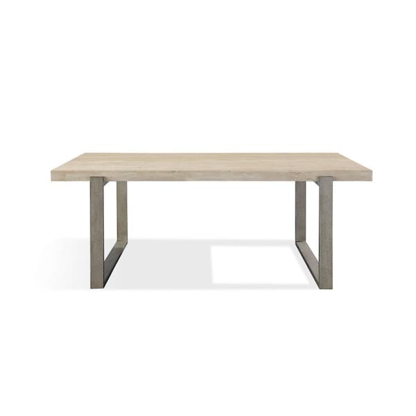 Benjara 30 in. Bronze and Brown Rectangle Wood Coffee Table Metal Base