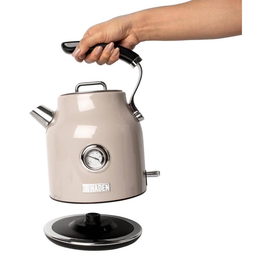 Putty Beige Stainless Steel Electric Kettle with Temperature Gauge