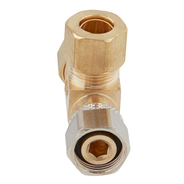 3/8" Brass Compression Angle Stop Valve – Water Line Splitter Tee For Dishwasher, Sink Faucet, And Water Supply