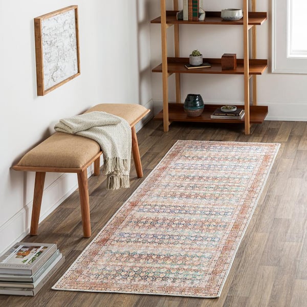 Fitzgerald Multicolor 3 ft. x 7 ft. Traditional Indoor Runner Machine-Washable Area Rug