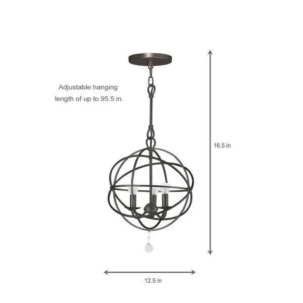 Crystorama Solaris Collection 3 Light English Bronze Indoor Orb Chandelier 9225 Eb The Home Depot