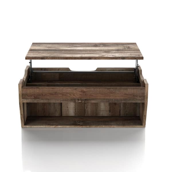 Furniture Of America Anthem 42 L In, Reclaimed Barnwood Lift Top Coffee Table