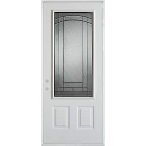 32 in. x 80 in. Chatham Patina 3/4 Lite 2-Panel Painted White Right-Hand Inswing Steel Prehung Front Door