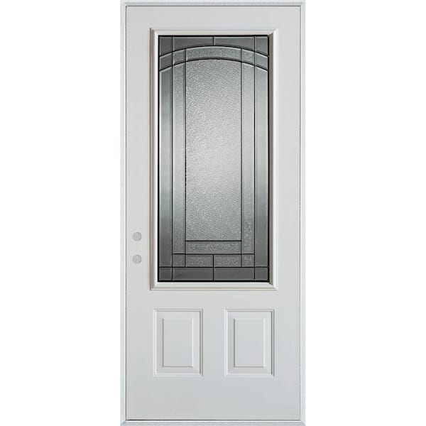 Stanley Doors 32 in. x 80 in. Chatham Patina 3/4 Lite 2-Panel Painted White Right-Hand Inswing Steel Prehung Front Door