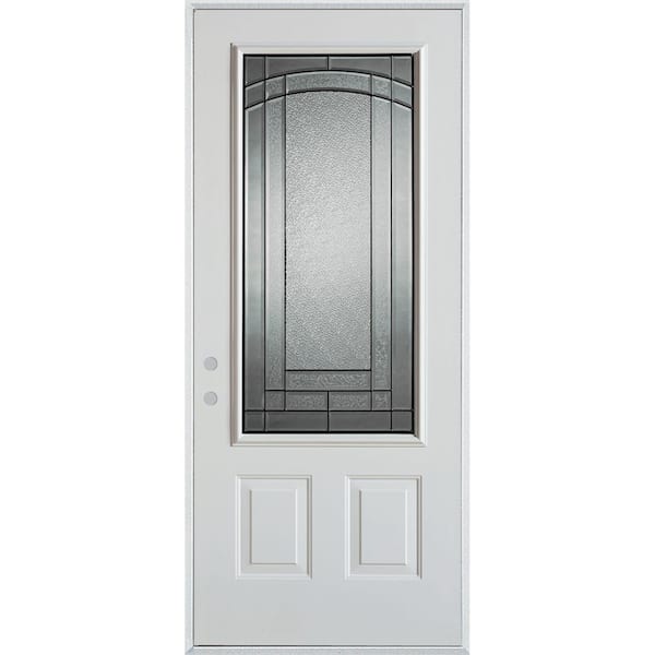 Stanley Doors 36 in. x 80 in. Chatham Patina 3/4 Lite 2-Panel Painted White Right-Hand Inswing Steel Prehung Front Door