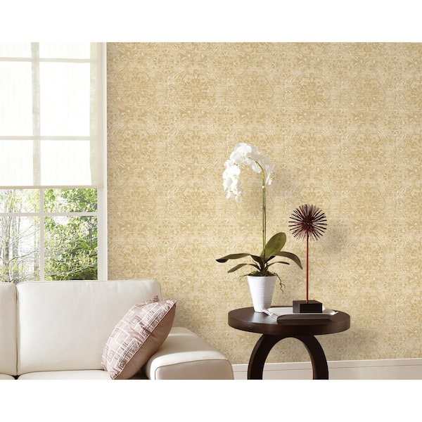Elegance Collection Dark Brown Floral Stripe Shimmer Finish Non-Pasted Non-Woven Wallpaper Roll