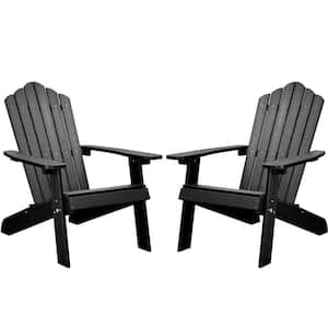 Aspen Classic Black Plastic Outdoor Recycled Adirondack Chair (2-Pack)