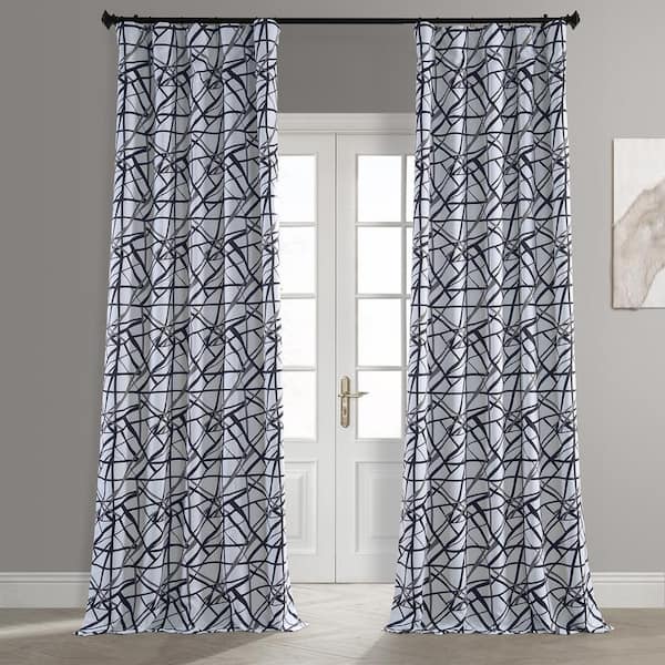 Exclusive Fabrics & Furnishings Gridlock Black Steel Room Darkening Rod Pocket Curtain - 50 in. W x 96 in. L (1 Panel)