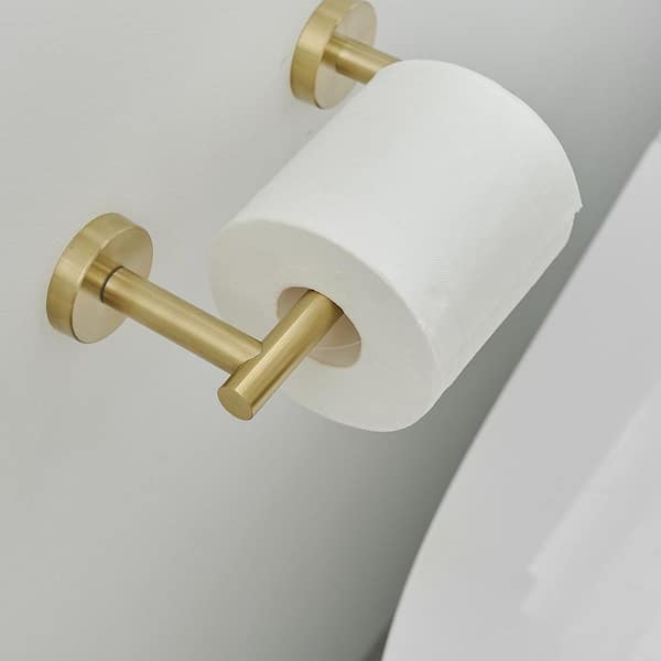 Gold Adhesive Toilet Paper Holder with Shelf, Wall Mounted Bathroom Toilet  Paper Holder, SUS 304 Stainless Steel, No Drilling