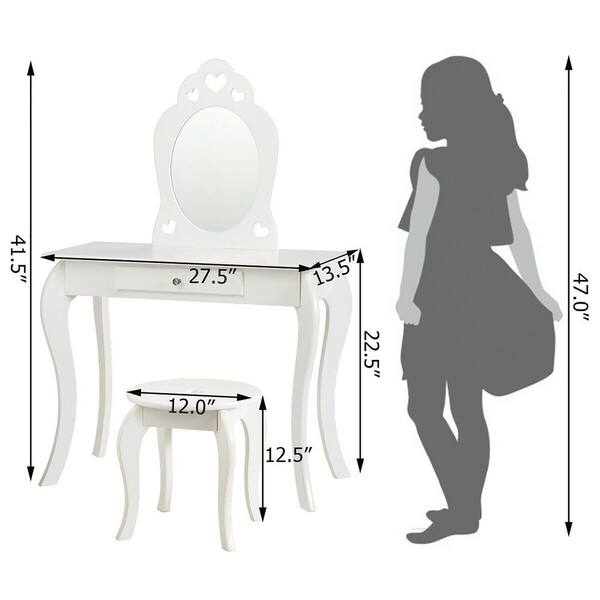 white princess dressing table Lofka White Princess Kids Vanity Set with LED Lights & Stool | Makeup Dressing Table with Shatterproof Mirror, Storage Shelves & Cabinet