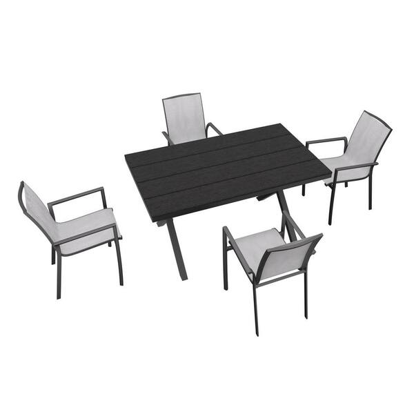 Clihome 5-pieces Outdoor Patio Dining Set With 4 Stackable Aluminum 