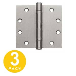 4.5 in. x 4.5 in. Brushed Chrome Mortise Non-Removable Pin Squared Hinge - Set of 3