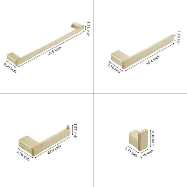 5-Piece Bathroom Hardware Set w/ Towel Bar Set, Stainless Steel Wall Mount 5-Piece Bathroom Accessories Set Brushed Gold