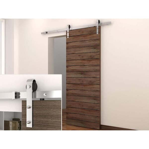 72 in. Stainless Steel Interior Modern Barn Door Closet Track and Hardware Kit 72 in. Stainless Steel Interior Modern Barn Door Closet Track and Hardware Kit