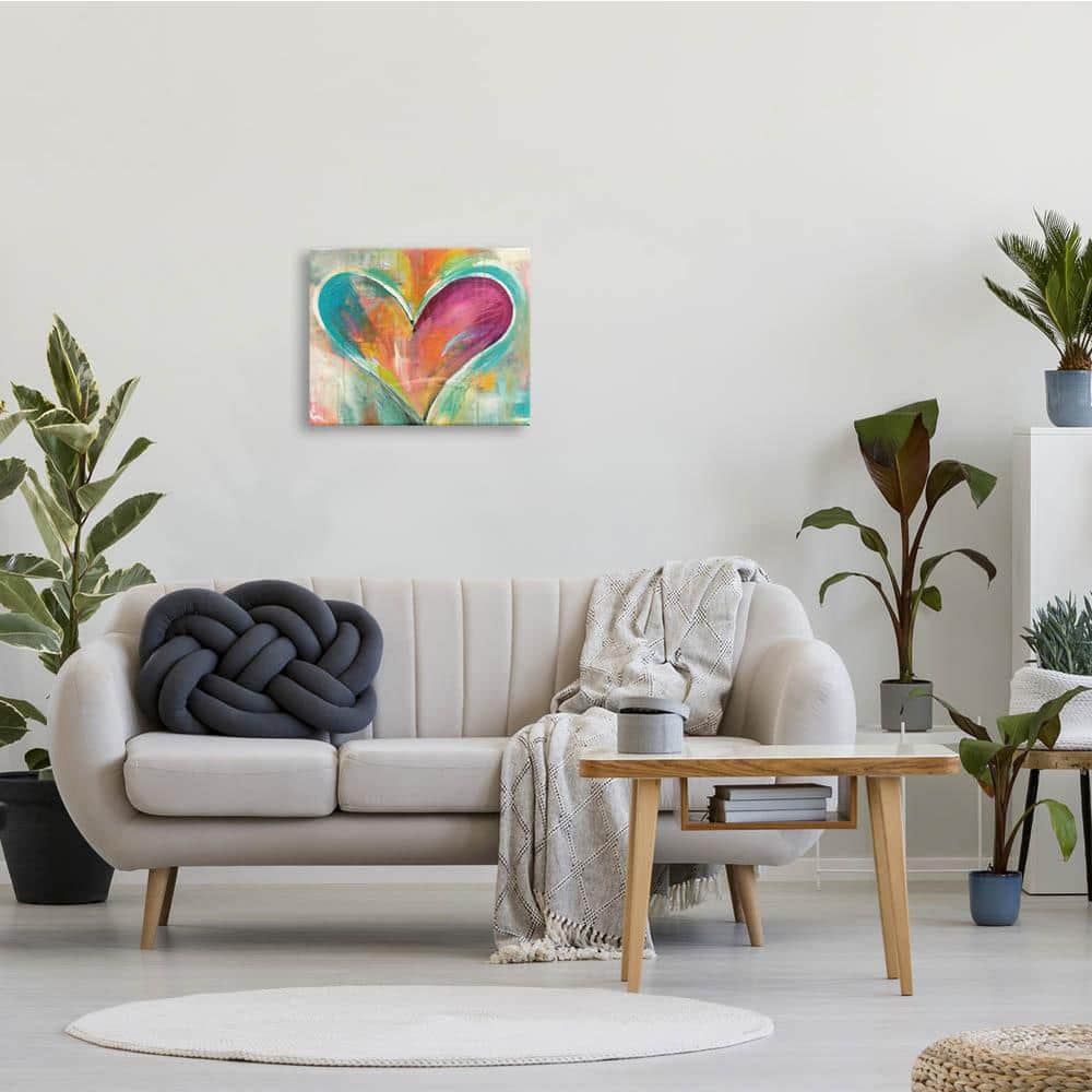 20" Abstract Colorful Heart Acrylic Painting on Canvas