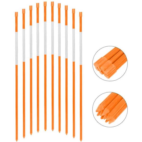 Orange with Cap & Tapered End Pack of 10 Landscape Rods 48 inches 1/4 inch 