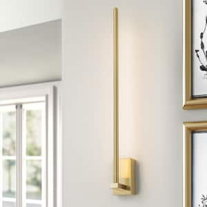 Rex 23.6 in. 1-Light Gold Linear Dimmable LED Wall Sconce