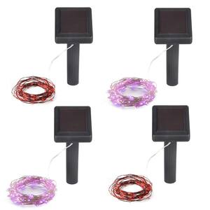 Outdoor 100-Light 20 ft. Solar Colors of Love (2-Red / 2-Pink) Integrated LED String Light (4-Pack)