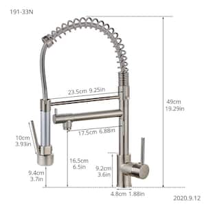 Double Handle Gooseneck Pull Down Sprayer Kitchen Faucet in Brushed Nickel