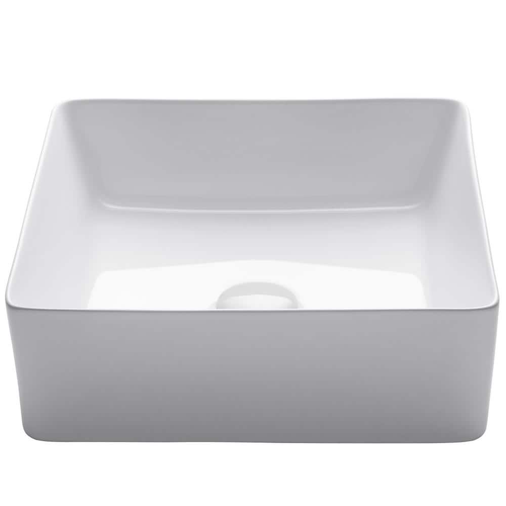 Viva White Square Ceramic Vessel Bathroom Sink