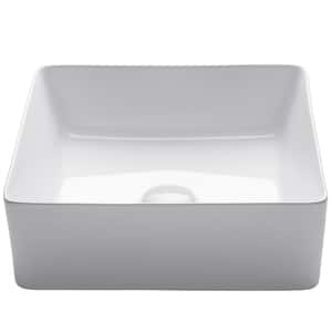 Viva 15-5/8 in. Square Porcelain Ceramic Vessel Sink in White