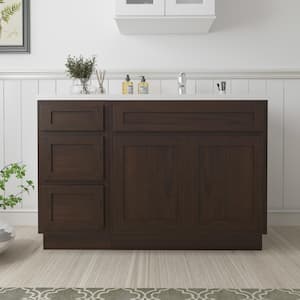 54 in. W x 21 in. D x 32.5 in. H Bath Vanity Cabinet without Top in Brown