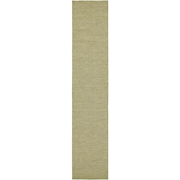 Positano Green 2 ft. x 8 ft. Indoor/Outdoor Solid Contemporary Runner Area Rug