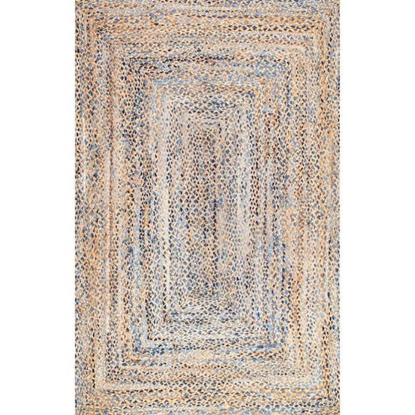 Eliz Braided Denim and Jute Area Rug Blue 5 ft. x 8 ft. Area Rug