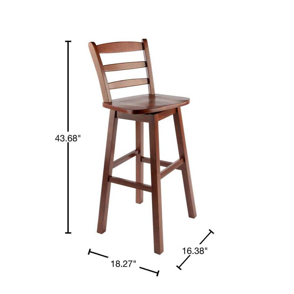 Winsome Scalera 16" Walnut Swivel Ladder Back Barstool