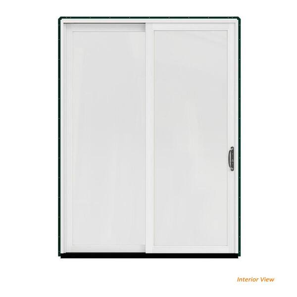 JELD-WEN 72 in. x 96 in. W-2500 Contemporary Green Clad Wood Right-Hand Full Lite Sliding Patio Door w/White Paint Interior