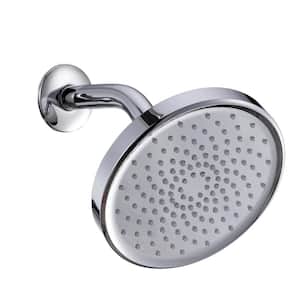 1-Spray Pattern 6 in. Wall Mount Fixed Shower Head with 2.5 GPM and Shower Arm in Chrome