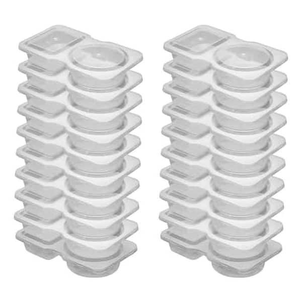 2.5 oz. Blue Plastic Snack Food Storage with Lids 2-Compartment Dipping Containers 20-Pack for Portion Control