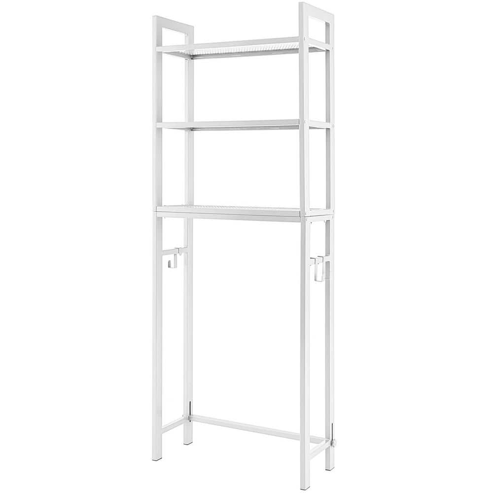 Costway 3-Tier Over-the-Toilet Bathroom Shelf Metal Frame Space Saver Rack with 4 Hooks