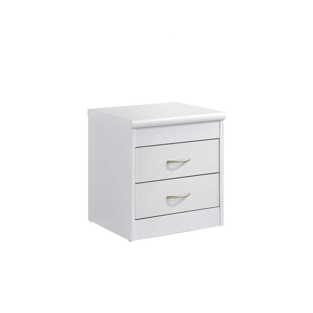 White Compressed Wood 2-Drawer Nightstand