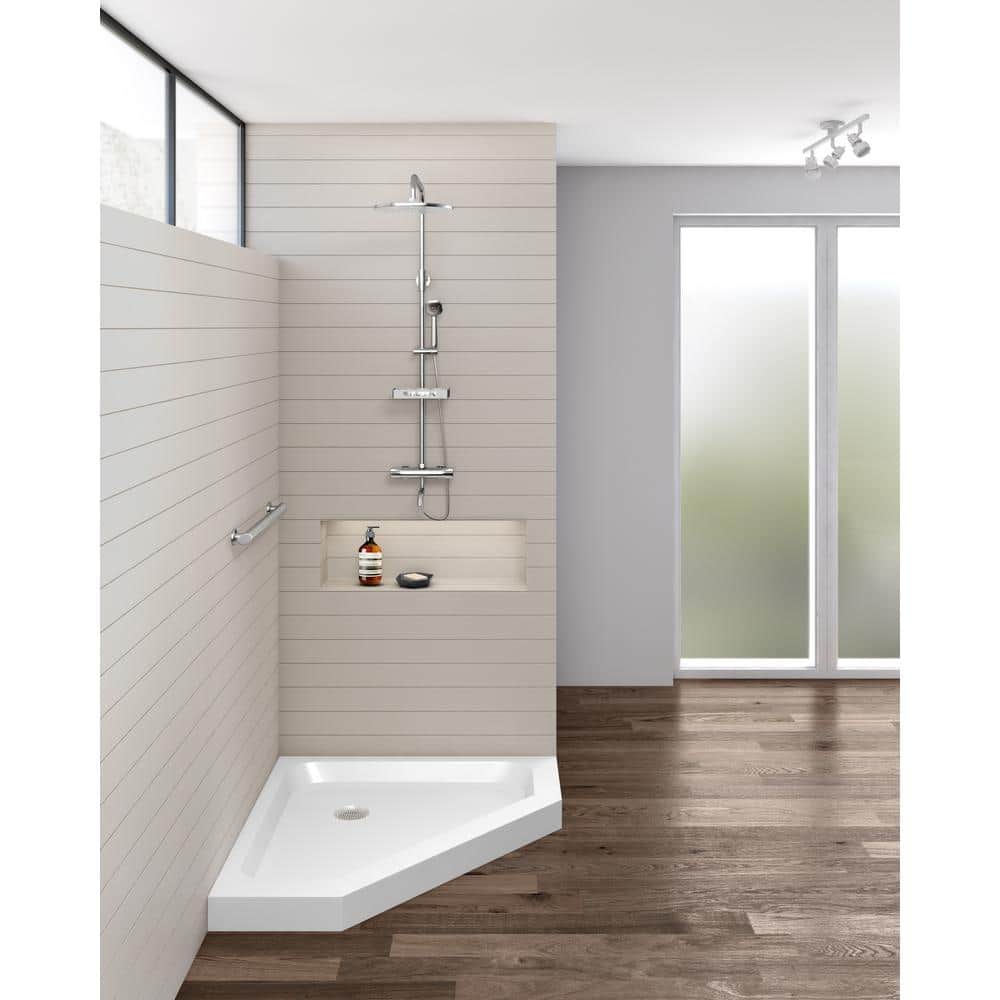 32" White Neo-Angle Acrylic Shower Base with Non-Slip Surface