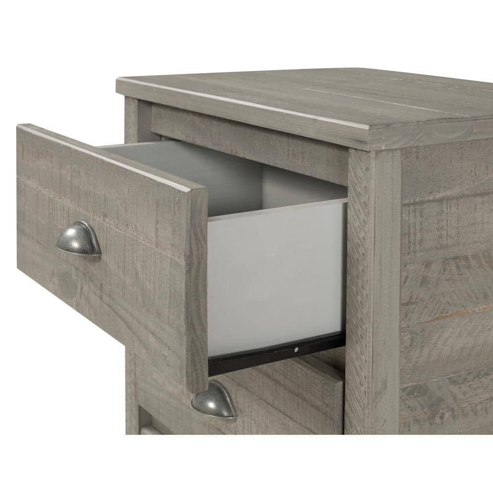 Baja Rustic Grey Solid Pine 2-Drawer Nightstand