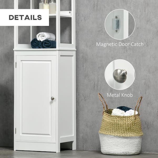 Kleankin Tall Linen Cabinet Organizer Bathroom Storage Cabinet W