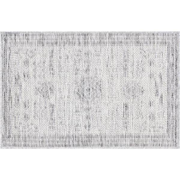 Bailey Gray 2 ft. x 3 ft. Transitional Geometric Flat Weave Polypropylene Rectangle Indoor/Outdoor Area Rug