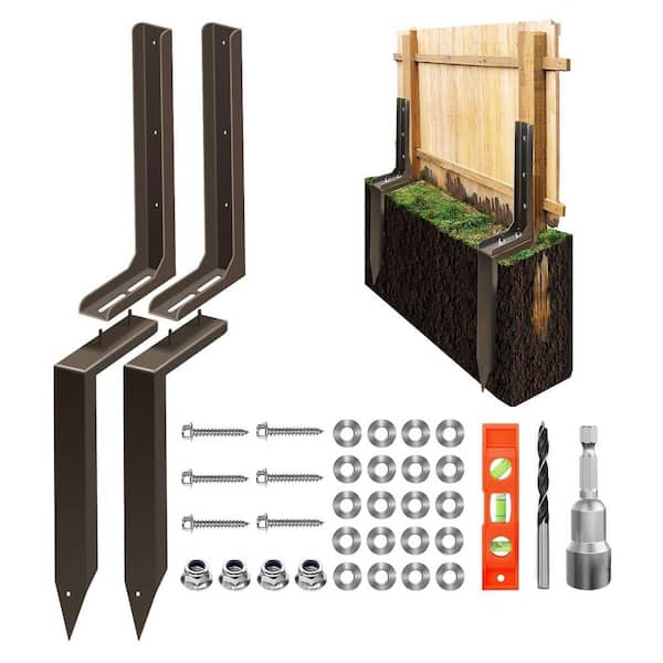 2-Pack Solid Metal Rotten Leaning Fence Post Repair Kit, Adjustable Angle and Quick Easy Fix