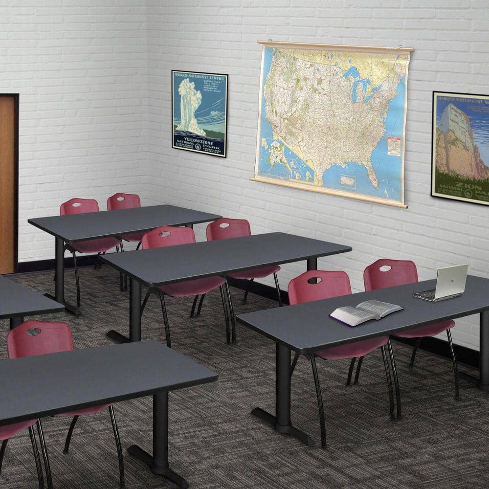 Cain 66 in x 24 in. Grey Steel T-Base Training Seminar Table Desk