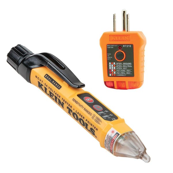 Klein Tools 2-Piece Non-Contact Voltage Tester with Laser Pointer and GFCI Outlet Tester Tool Set