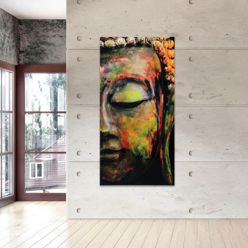 Large Multicolor Buddha Tempered Glass Wall Art Panel